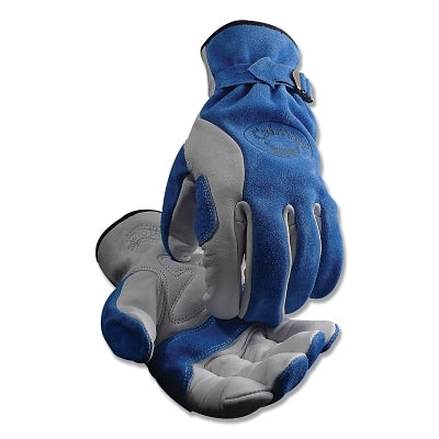 PIP 1302 Top Grain Cow Leather Drivers Gloves, Small, Unlined, Blue/Gray (607-1302-S)