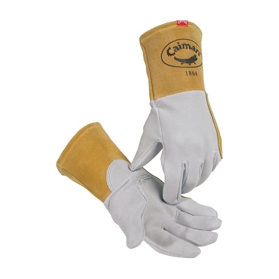 PIP 1864 Deerskin Unlined Lean-On Patch TIG Welding Gloves, Medium, Gray, 4 in Gauntlet Cuff (607-1864-M)