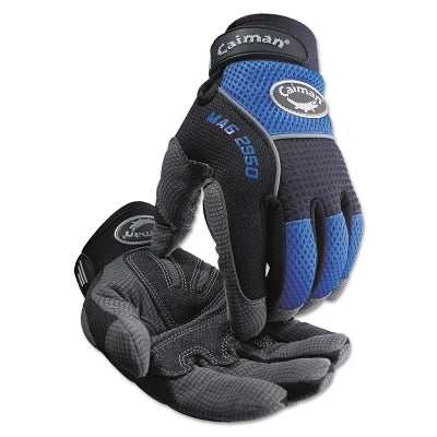 PIP 2950 Synthetic Leather Padded Palm Grip Mechanics Gloves, Medium, Black/Blue/Gray (607-2950-M)