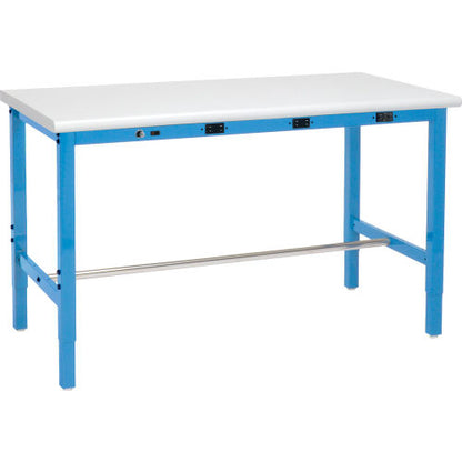 Global Industrial 72 x 30 Adjustable Height Workbench - Power Apron, ESD Safety Edge Blue (WB607267BBLA)