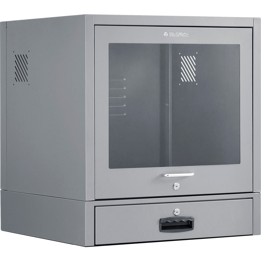 Global Industrial Countertop CRT Computer Cabinet, Dark Gray (WB607294DG)