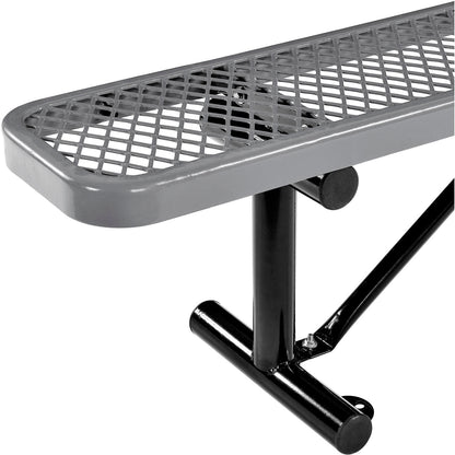 Global Industrial 6' Outdoor Steel Flat Bench, Expanded Metal, Gray (WB277156GY)