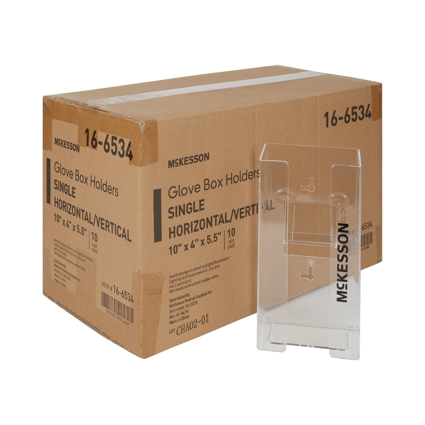 McKesson Glove Box Holder Horizontal or Vertical Mounted 1-Box Capacity Clear 4 X 5-1/2 X 10 Inch Plastic (464711_EA)