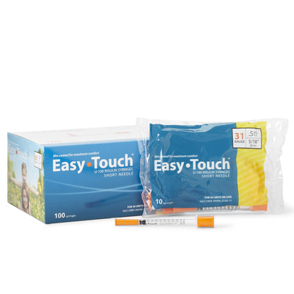 EasyTouch™ Standard Insulin Syringe with Needle 0.5 mL 5/16 Inch 31 Gauge NonSafety Thin Wall (1156902_BX)