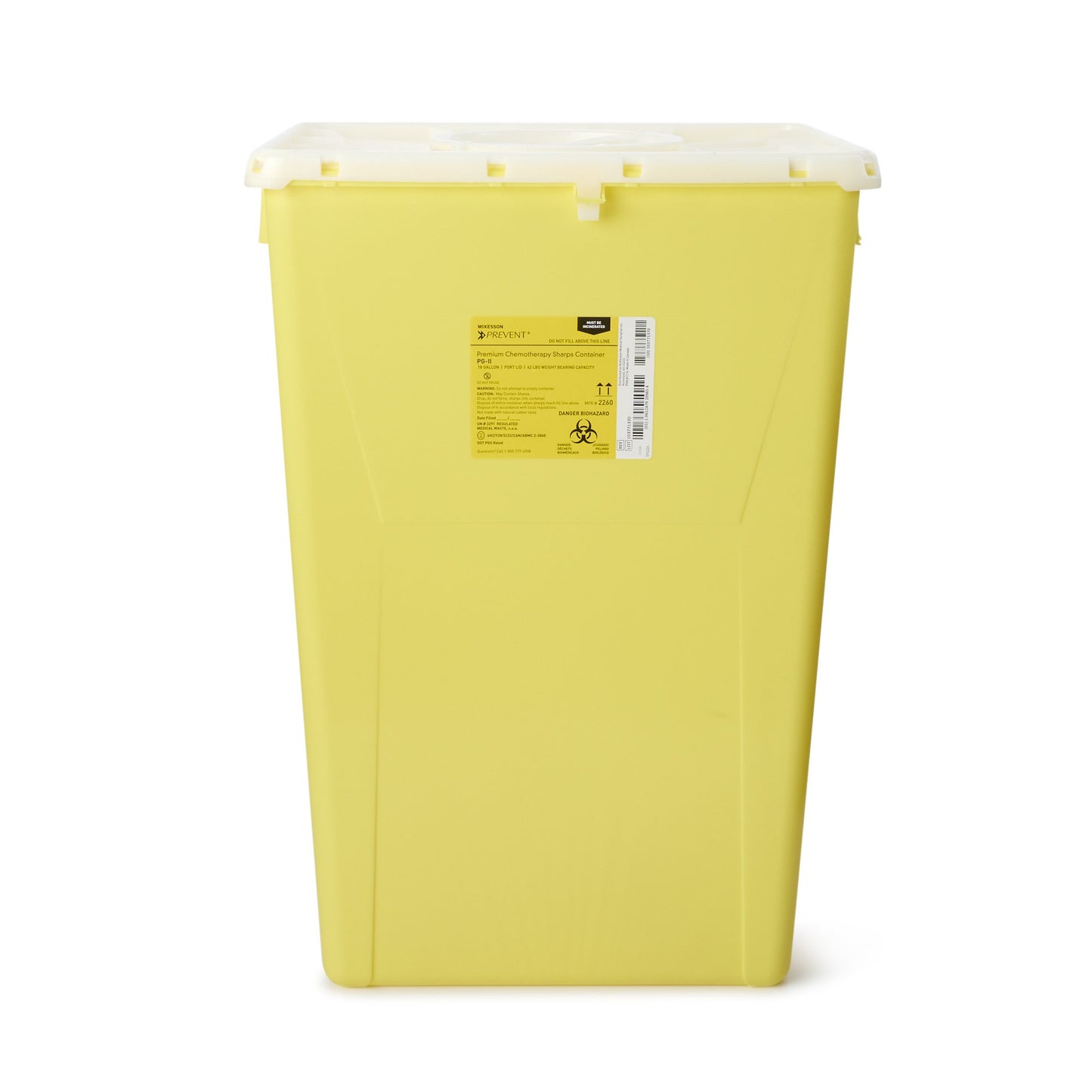 McKesson Prevent® Chemotherapy Waste Container Yellow Base 24-3/5 H X 17-3/10 W X 13 L Inch Vertical Entry 18 Gallon (862687_EA)
