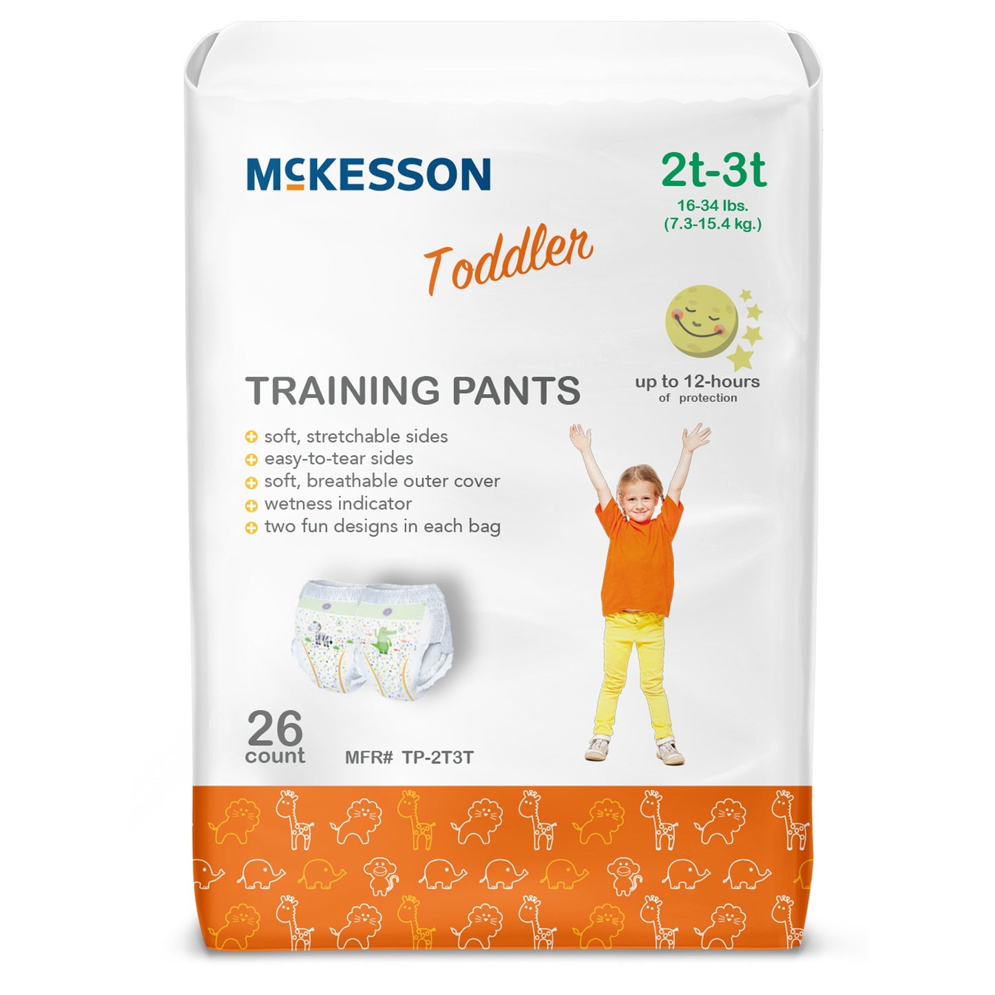 McKesson Unisex Toddler Training Pants Pull On with Tear Away Seams Size 2T to 3T Disposable Heavy Absorbency (1144481_CS)