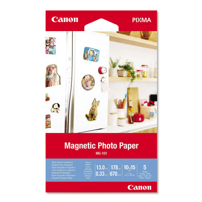 Canon® Glossy Magnetic Photo Paper, 13 mil, 4 x 6, White, 5 Sheets/Pack (CNM3634C002)