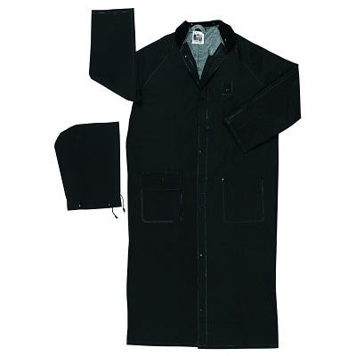 MCR Safety Classic Plus Rider Rain Coat, 0.35 mm PVC/Polyester, Black, 60 in Medium (611-267CM)