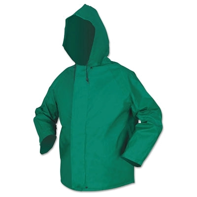 MCR Safety 388JH Dominator Hooded Rain Jacket, 0.42 mm, PVC/Hi-tensile Poly/PVC, Green, Large (611-388JHL)