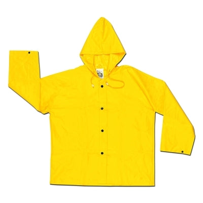 MCR Safety 388JH Dominator Hooded Rain Jacket, 0.42 mm, PVC/Hi-tensile Poly/PVC, Green, 3X-Large (611-388JHX3)