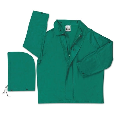 MCR Safety 388J Dominator Detachable Hood Rain Jacket, 0.42 mm, PVC/Hi-tensile Poly/PVC, Green, Large (611-388JL)