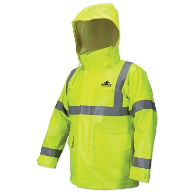 MCR Safety Big Jake® 2 Rainwear Flame Resistant Hooded Jacket, Fluorescent Lime, 2X-Large (611-BJ238JHX2)
