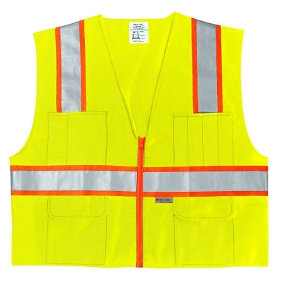 MCR Safety Luminator™ Class II Surveyor Vest, X-Large, Fluorescent Lime (611-SURVLXL)