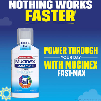 Mucinex® Fast-Max™ Cold & Flu Cold and Cough Relief 650 mg - 20 mg - 400 mg - 10 mg / 20 mL Strength Liquid 6 oz. (1120969_EA)