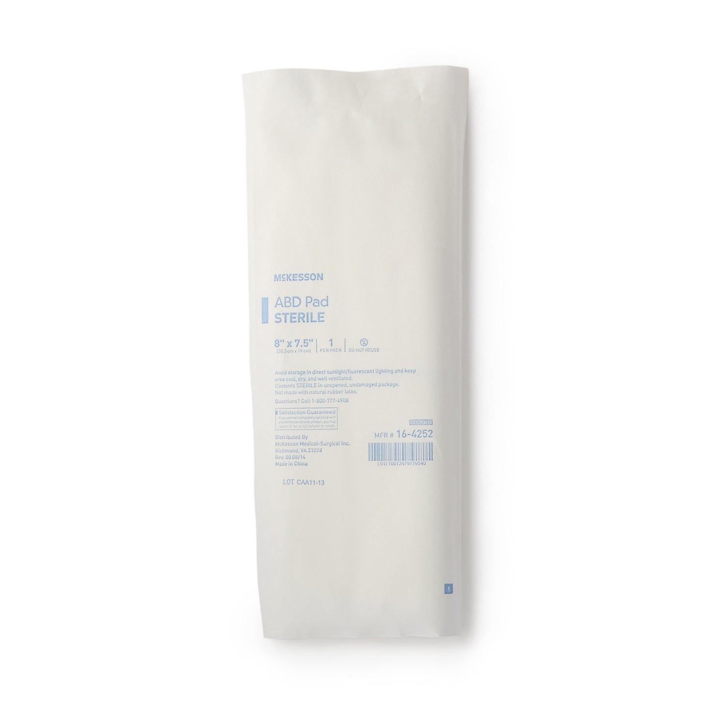 McKesson Abdominal Pad 7-1/2 X 8 Inch Sterile 1 per Pack (446058_BX)
