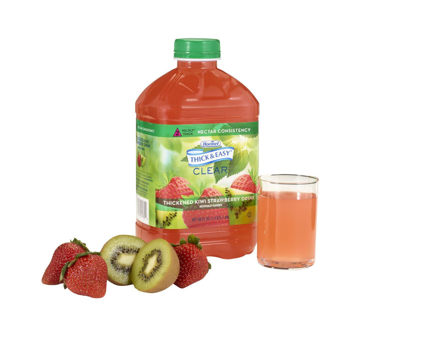 Thick & Easy® Thickened Beverage 46 oz. Bottle Kiwi Strawberry Flavor Liquid IDDSI Level 2 Mildly Thick (671147_CS)