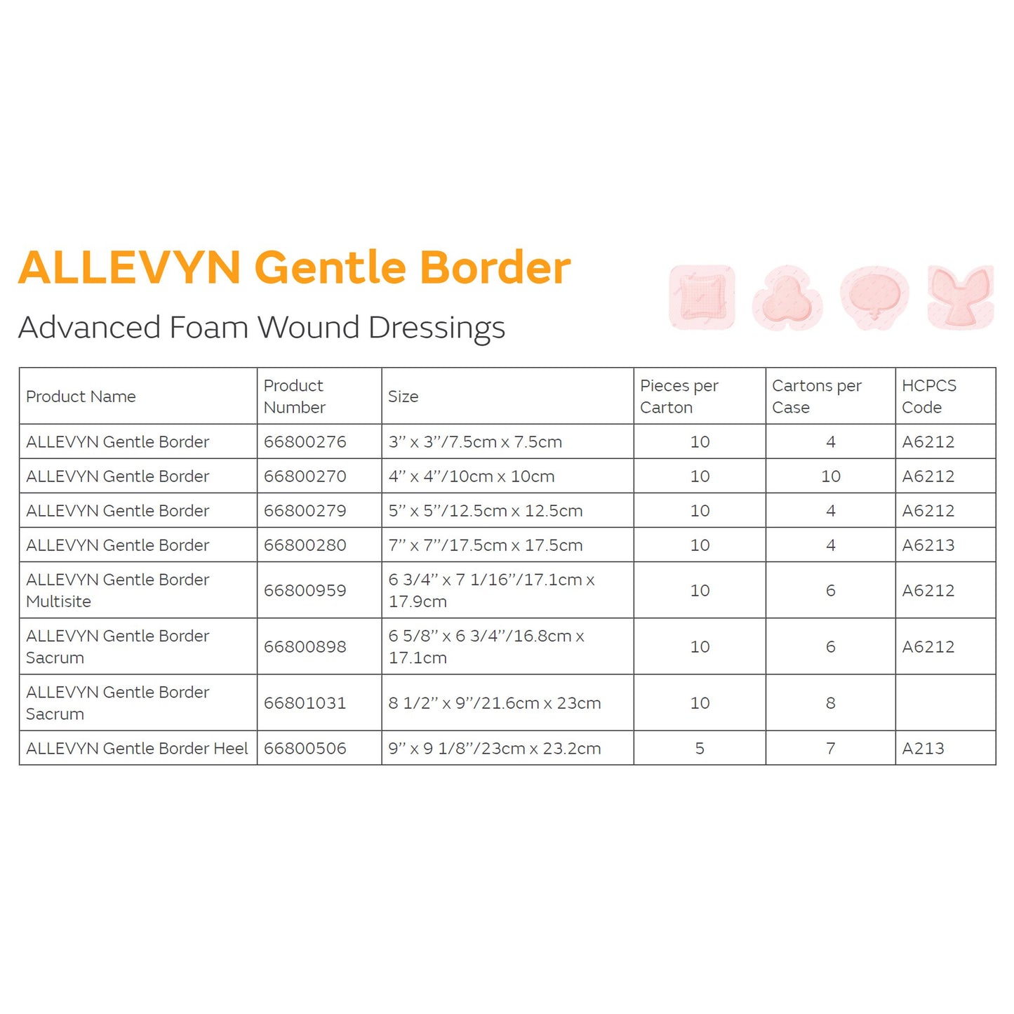 Allevyn Gentle Border Foam Dressing 6-3/4 X 7-5/8 Inch With Border Film Backing Silicone Gel Adhesive Multisite Sterile (784969_EA)