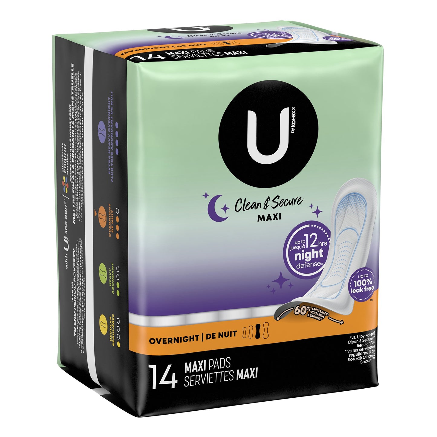 U by Kotex® Security Feminine Pad Maxi / Overnight Heavy Absorbency (971266_PK)