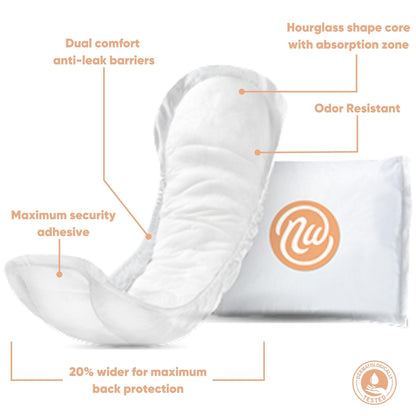 Nexwear Moderate Bladder Control Pad 10 Inch Length Moderate Absorbency Super Absorbent Core One Size Fits Most (1230173_PK)