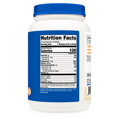 Nutricost Whey Protein Concentrate Oral Supplement Vanilla Flavor Powder 1.5 lb. Canister (1270266_BT)