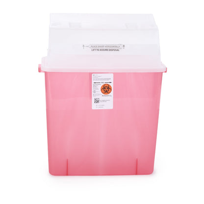 GatorGuard™ In-Room™ Sharps Container Translucent Red Base 20-1/2 H X 14 W X 6 D Inch Horizontal Entry 3 Gallon (330376_EA)