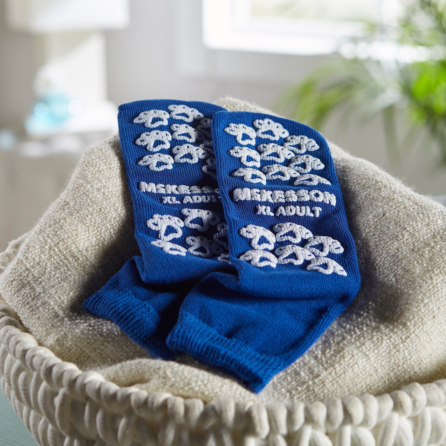 McKesson Terries™ Slipper Socks Unisex Adult X-Large Single Tread Single Patient Use Royal Blue (334875_PR)