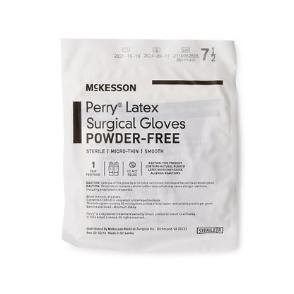 McKesson Perry® Surgical Glove Size 7.5 Sterile Latex Standard Cuff Length Smooth Brown Not Chemo Approved (1044731_CS)