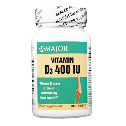 Major® Vitamin Supplement Vitamin D3 400 IU Strength Tablet 100 per Bottle (707254_BT)