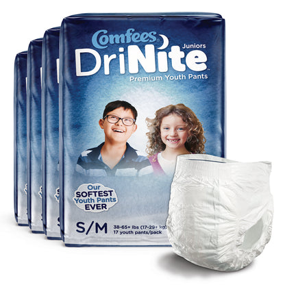 Comfees® DriNite® Juniors Unisex Youth Absorbent Underwear Pull On with Tear Away Seams Small / Medium Disposable Heavy Absorbency (1150965_BG)