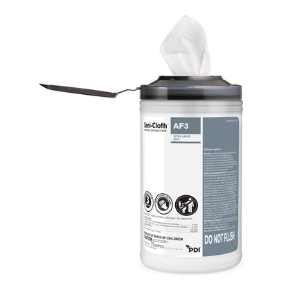 Sani-Cloth® AF3 Surface Disinfectant Cleaner Premoistened Germicidal Manual Pull Wipe 75 Count Canister Mild Scent NonSterile (1207553_CN)