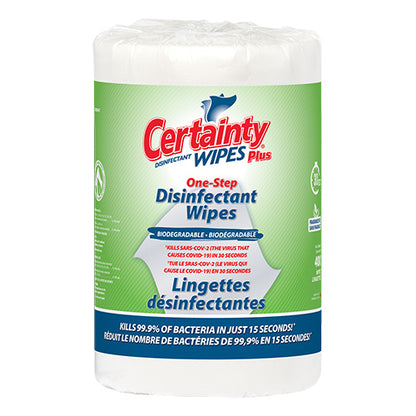 Certainty® Plus Biodegradable Disinfectant Wipes 400/Roll, Case of 2 Rolls (HOS62400)