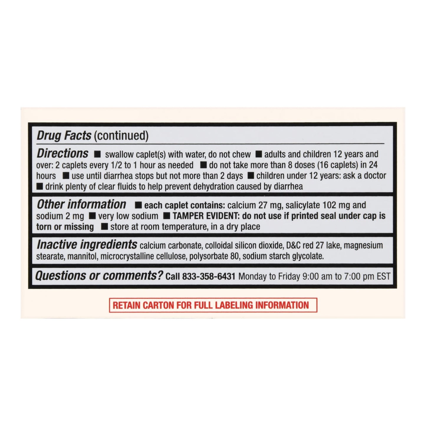 Foster & Thrive™ Anti-Diarrheal 262 mg Strength Caplet 40 per Bottle (1235108_BT)