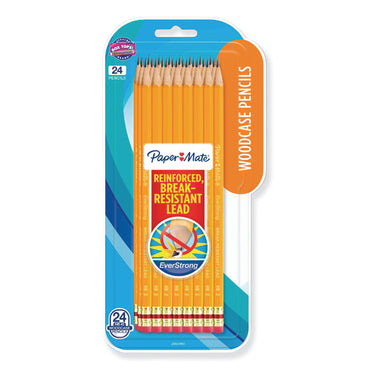Paper Mate® EverStrong #2 Pencils, HB (#2), Black Lead, Gold Barrel, Dozen (PAP2065456)