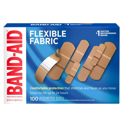 Band-Aid® Flexible Fabric Adhesive Strip (25) 1 X 3 Inch / (35) 3/4 X 3 Inch / (40) 5/8 X 2-1/4 Inch Fabric Rectangle Tan Sterile (1228804_BX)
