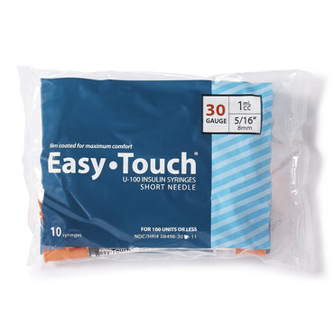 EasyTouch™ Standard Insulin Syringe with Needle 1 mL 5/16 Inch 30 Gauge NonSafety Thin Wall (1156896_BX)