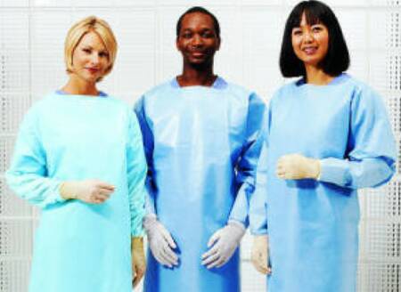 Cardinal Protective Procedure Gown One Size Fits Most Blue NonSterile AAMI Level 4 Disposable (471824_CS)