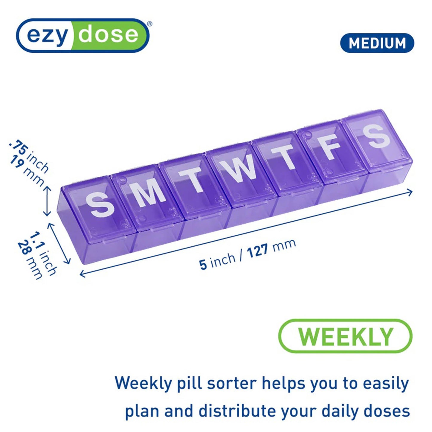 Ezy Dose® Pill Organizer Medium 7 Day 1 Dose (634083_PK)