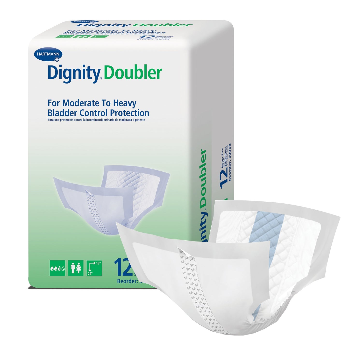 Dignity® Doubler Bladder Control Pad 13 X 24 Inch Moderate Absorbency Polymer Core One Size Fits Most (971294_CS)
