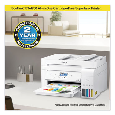Epson® EcoTank ET-4760 All-in-One Supertank Printer, Copy Fax/Print/Scan (EPSC11CG19204C)