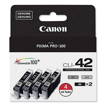 Canon® 6384B008 (CLI-42) ChromaLife100+ Ink, Black/Gray/Light Gray, 4/Pack (CNM6384B008)