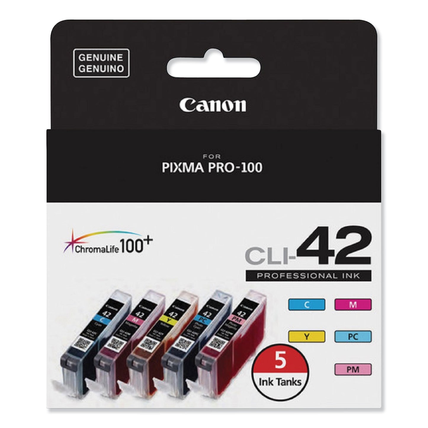 Canon® 6385B010 (CLI-42) ChromaLife100+ Ink, Cyan/Magenta/Photo Cyan/Photo Magenta/Yellow (CNM6385B010)
