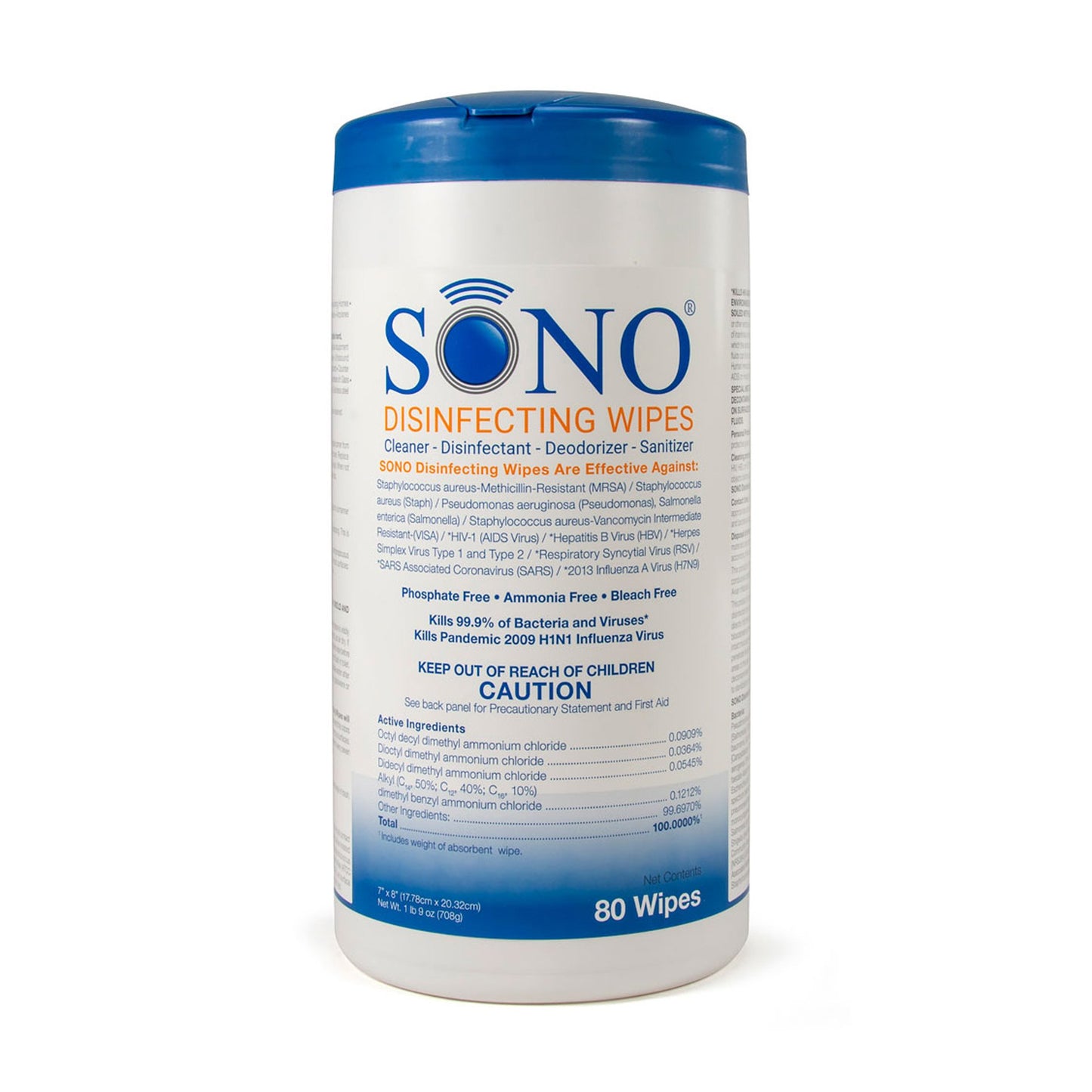 Sono® Surface Disinfectant Cleaner Premoistened Manual Pull Wipe 80 Count Canister Scented NonSterile (1088402_PK)