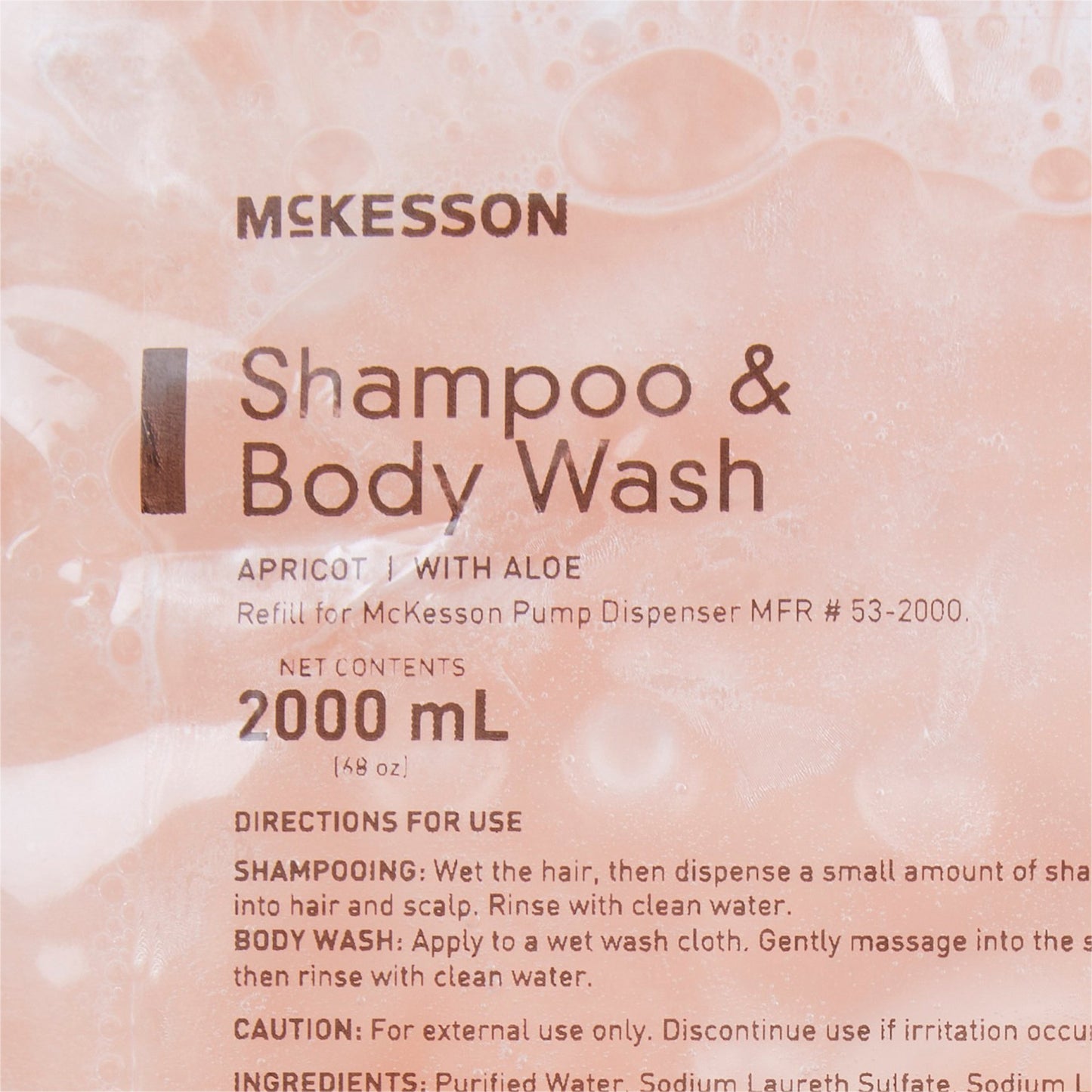 McKesson Shampoo and Body Wash 2,000 mL Dispenser Refill Bag Apricot Scent (468270_EA)