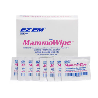 EZ EM Mammography Cleansing Towelette Individual Packet Scented 50 Count (918441_BX)