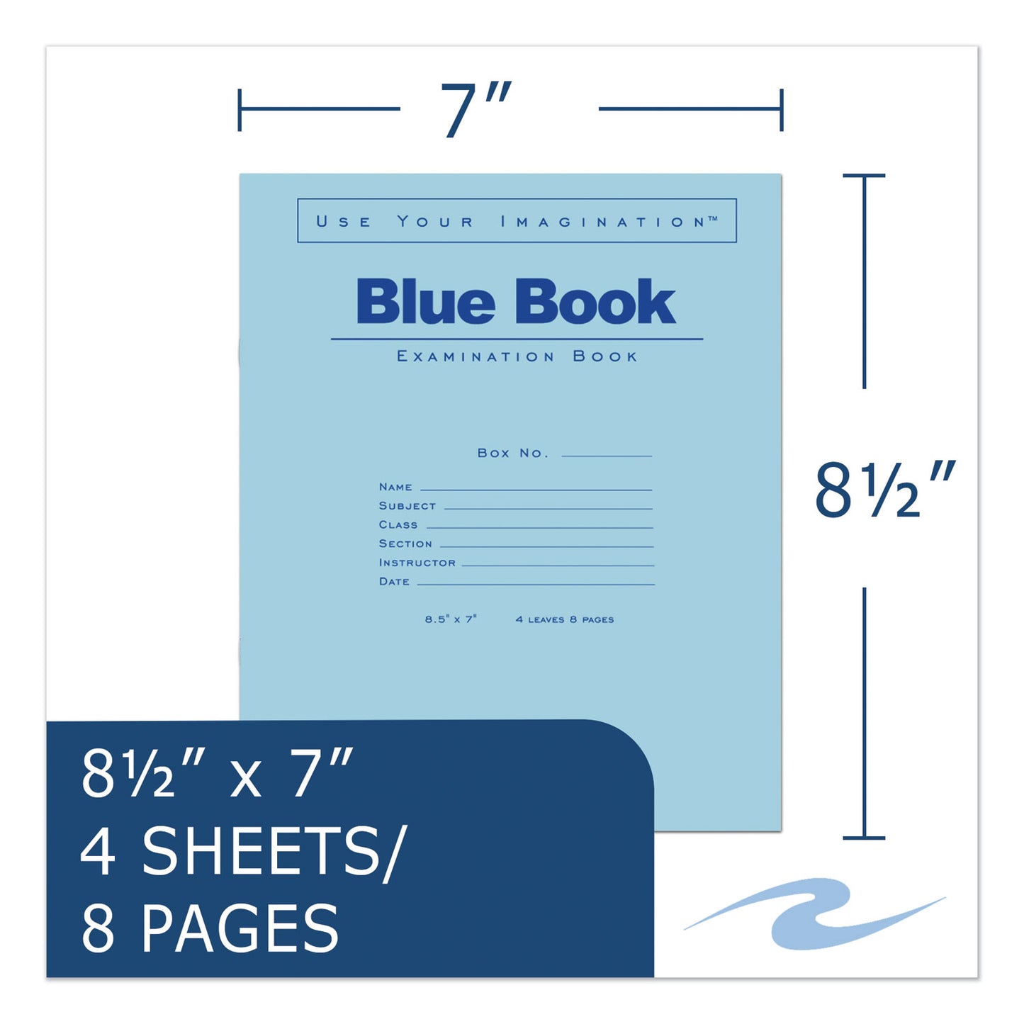 Roaring Spring® Examination Blue Book, Wide/Legal Rule, Blue Cover, (4) 8.5 x 7 Sheets (ROA77510)