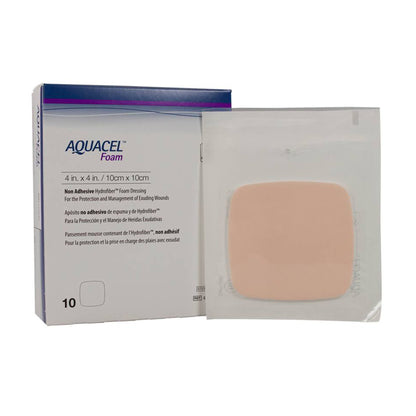 Aquacel® Foam Dressing 4 X 4 Inch Without Border Waterproof Film Backing Nonadhesive Square Sterile (802589_BX)