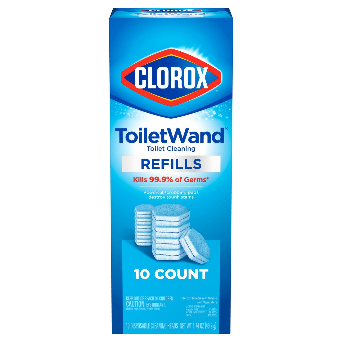 Clorox® Toilet Bowl Cleaner Disinfecting Refill Pads Blue / White, 3 Inch, Sponge Head (1223962_PK)