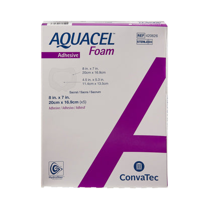 Aquacel® Foam Dressing 7 X 8 Inch With Border Waterproof Film Backing Silicone Adhesive Sacral Sterile (802599_BX)