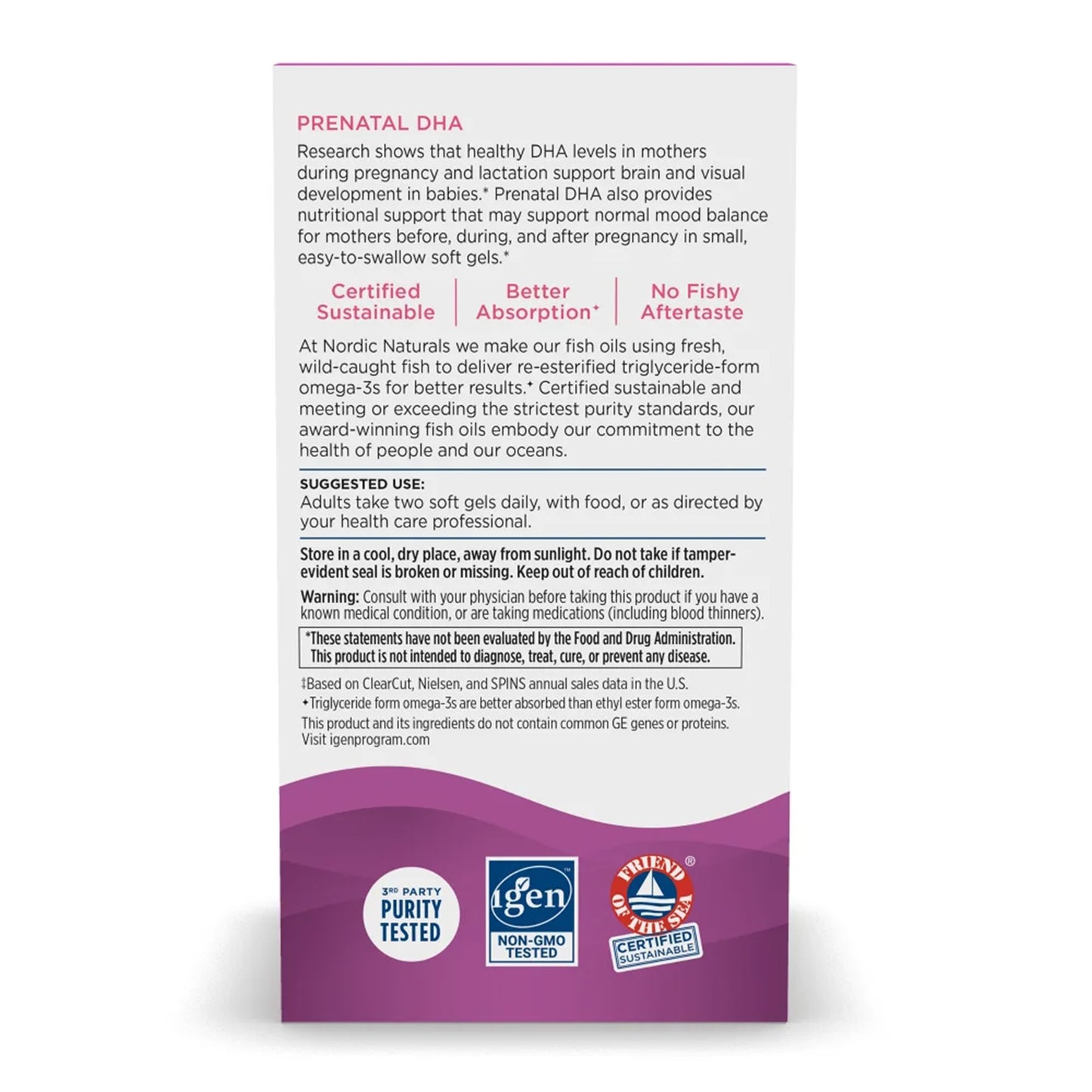 Nordic Naturals® Prenatal DHA Dietary Supplement Vitamin D3 10 mcg Strength Softgel 90 per Bottle (1264949_BT)