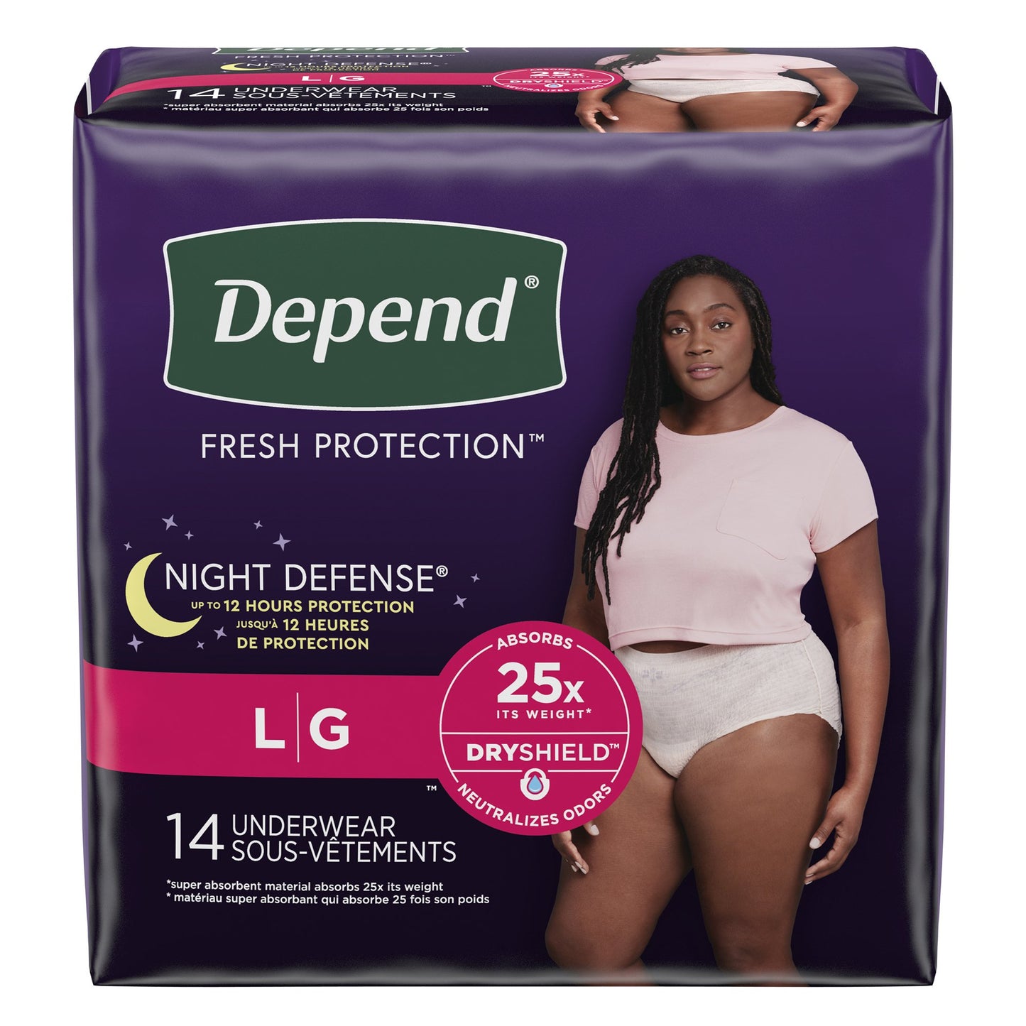 Depend® Night Defense® Female Adult Absorbent Underwear Waistband Style Large Disposable Heavy Absorbency (1163805_PK)